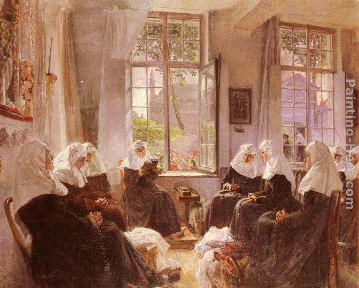 Max Silbert The Lacemakers Of Ghent At Prayer